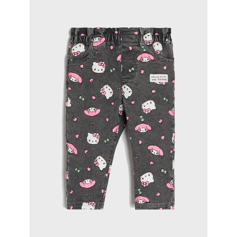 Sinsay - Džínsy jegginsy Hello Kitty - šedá
