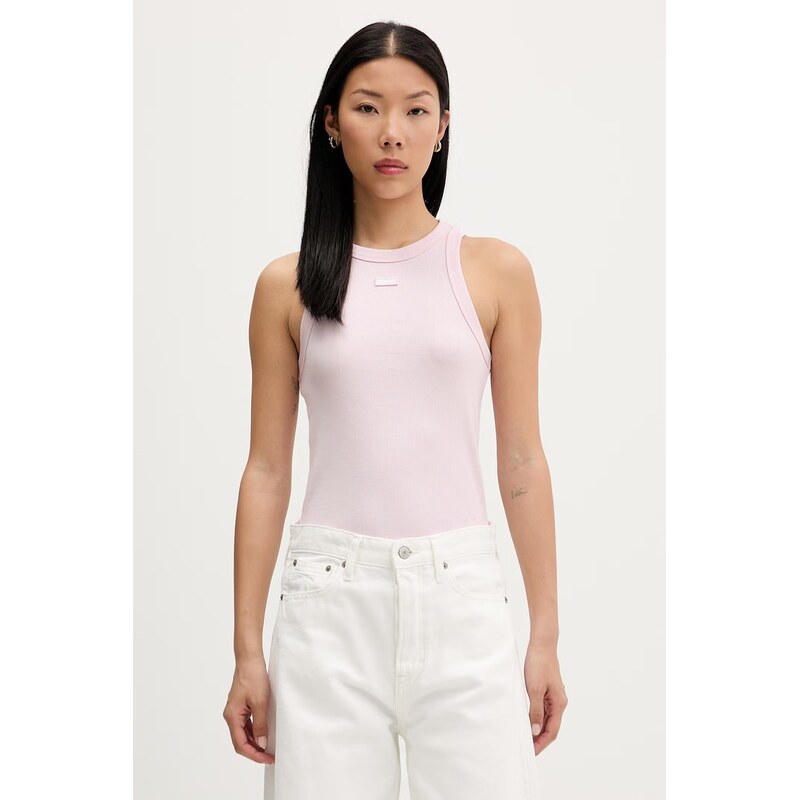 HUGO Blue top dámský bavlněný s elastanem Easy Tank_B 115709459
