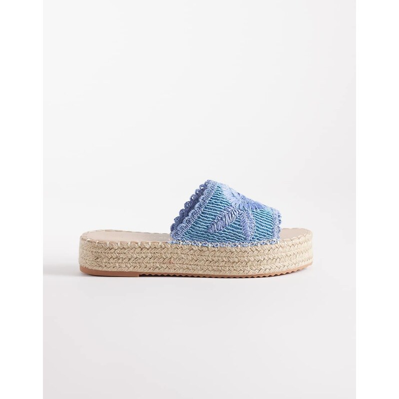 South Beach platform sandals in blue raffia 115743892