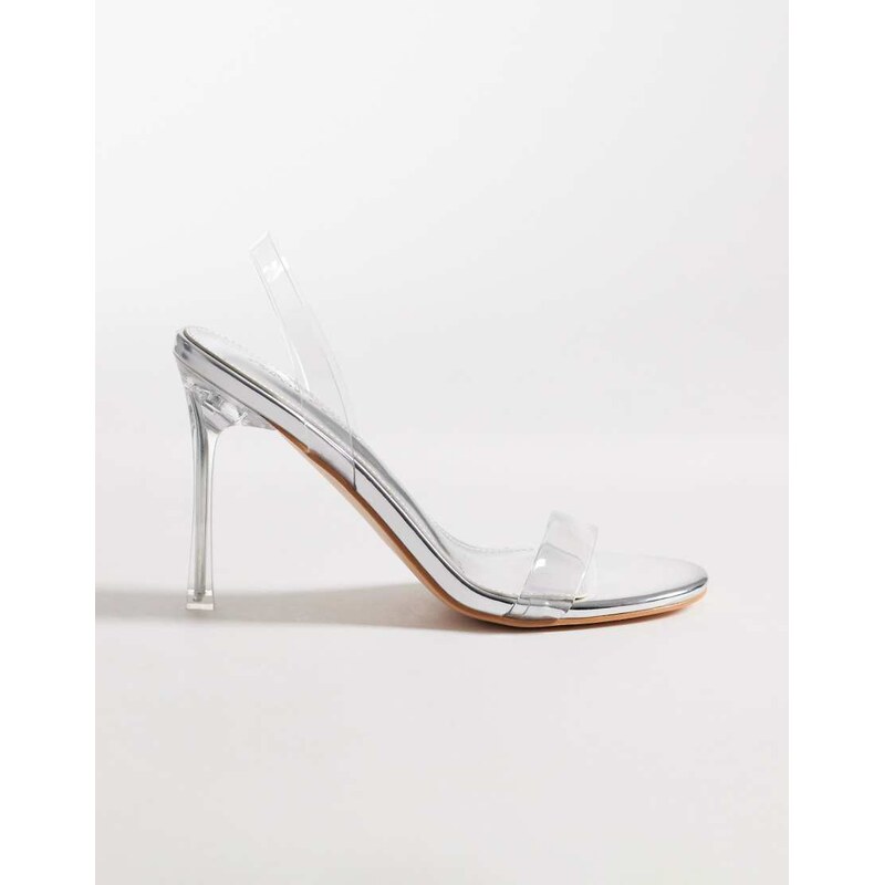 Public Desire heeled barely there sandals in neutral
