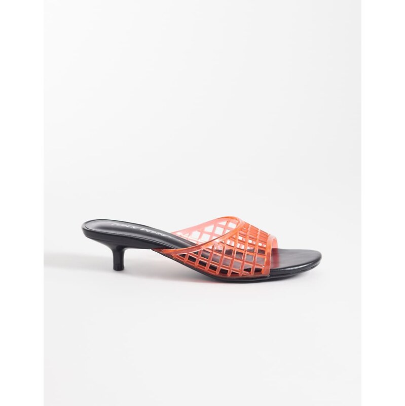 Public Desire kitten heel jelly sandals in red