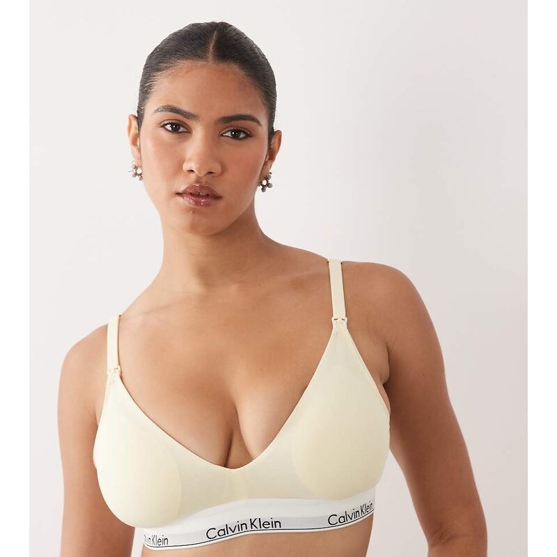 Calvin Klein Icon Cotton Modal lightly lined maternity bra in butter 115678916