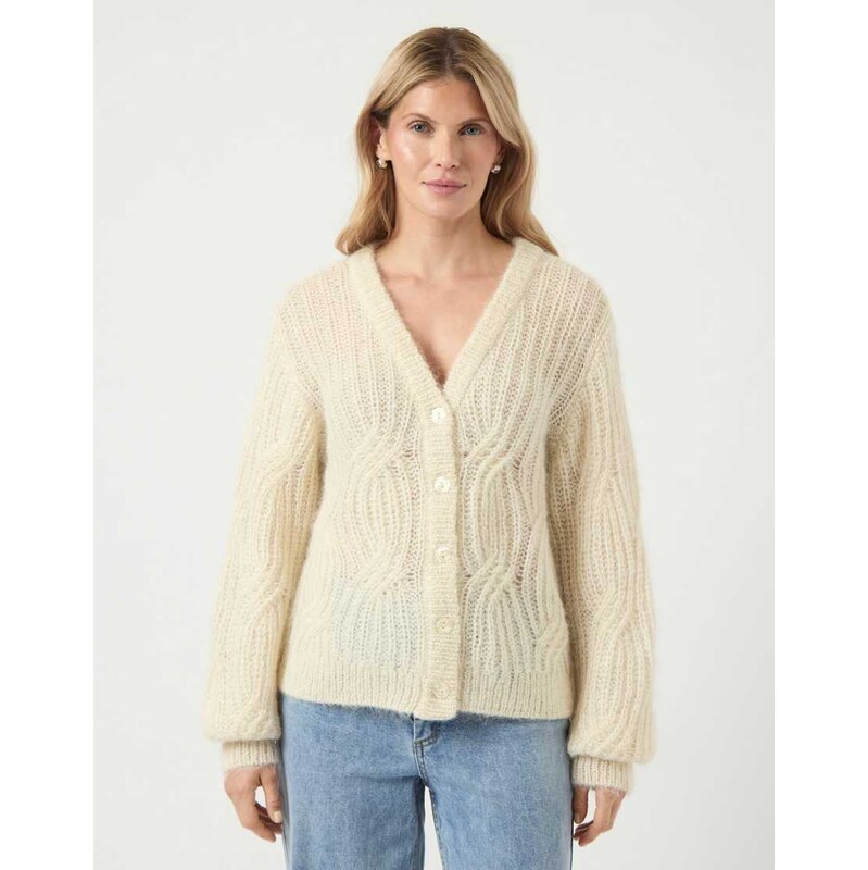 YAS Knitted cardigan in birch-Neutral