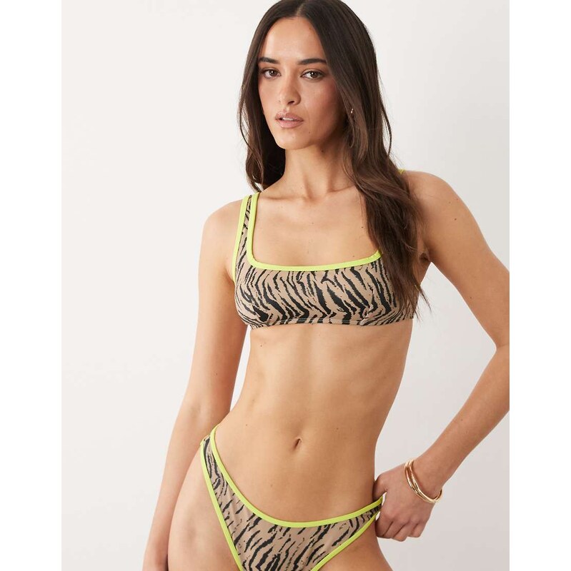 ASOS DESIGN Zaria Mirissa scoop crop bikini top with contrast in