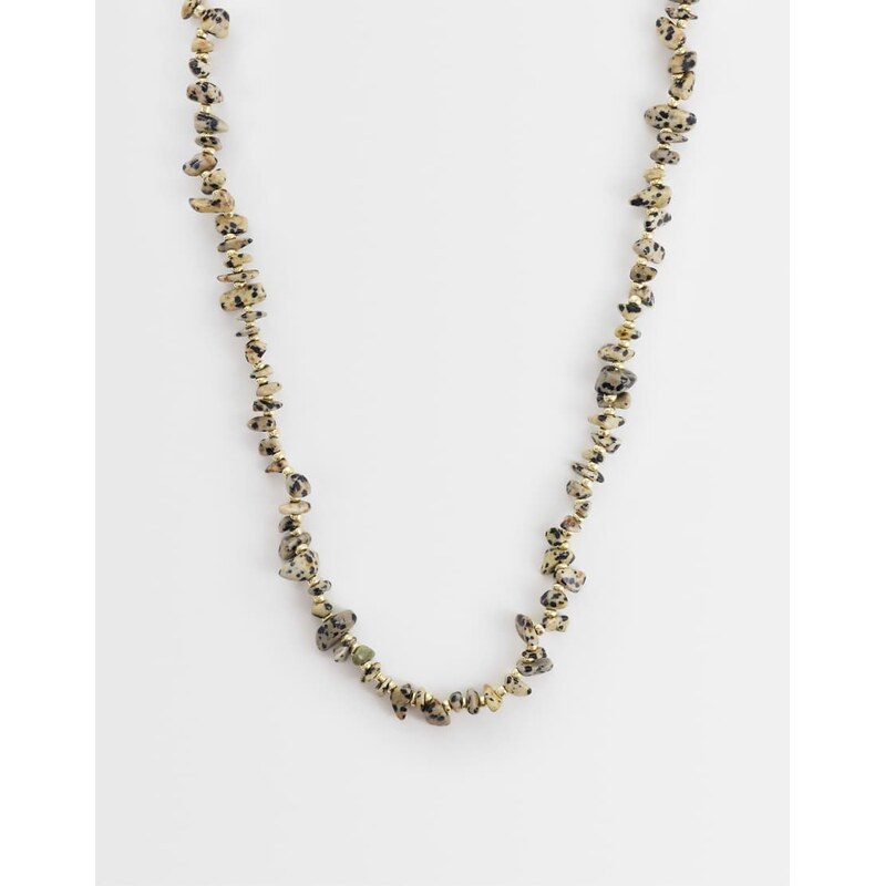 ASOS DESIGN necklace with semi-precious dalmatian stones in gold tone 115679370