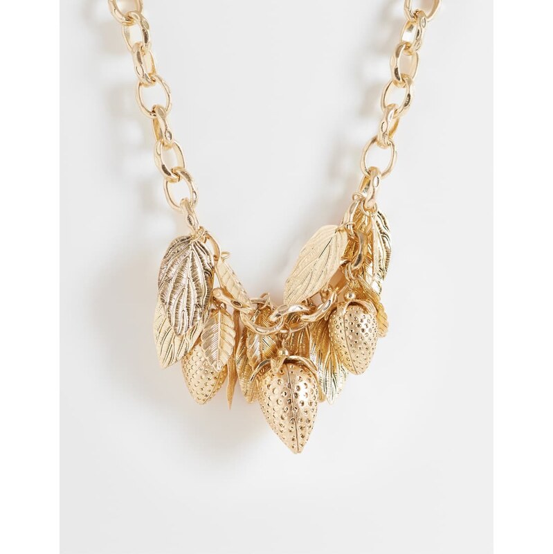 ASOS DESIGN statement necklace with fruity charms in gold tone 115679552
