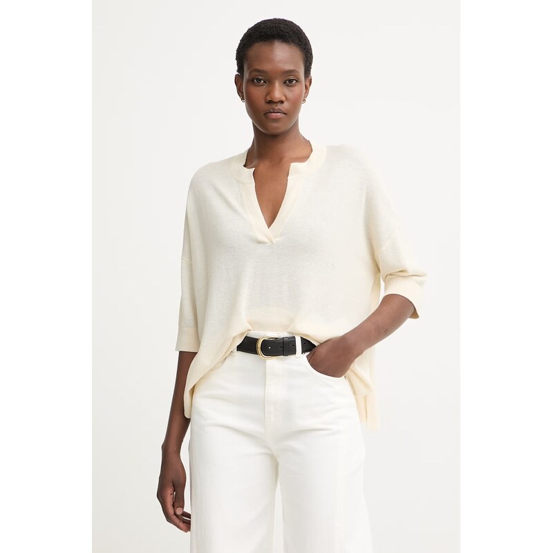 Sisley svetr s krátkým rukávem dámský s viskózou 115532088