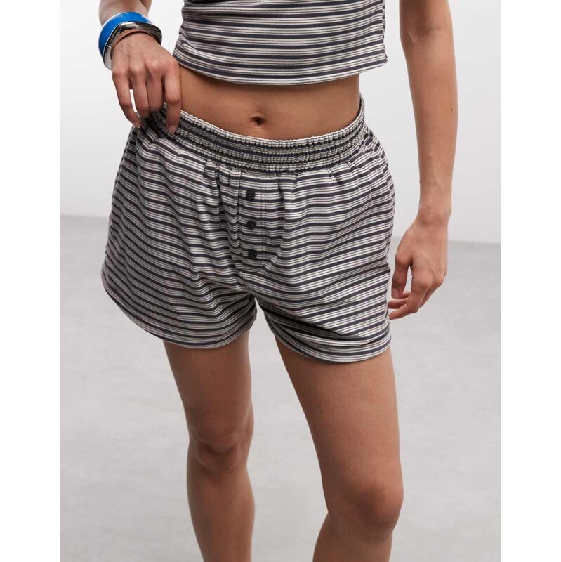 Cernucci soft touch boxer shorts co-ord in grey double stripe