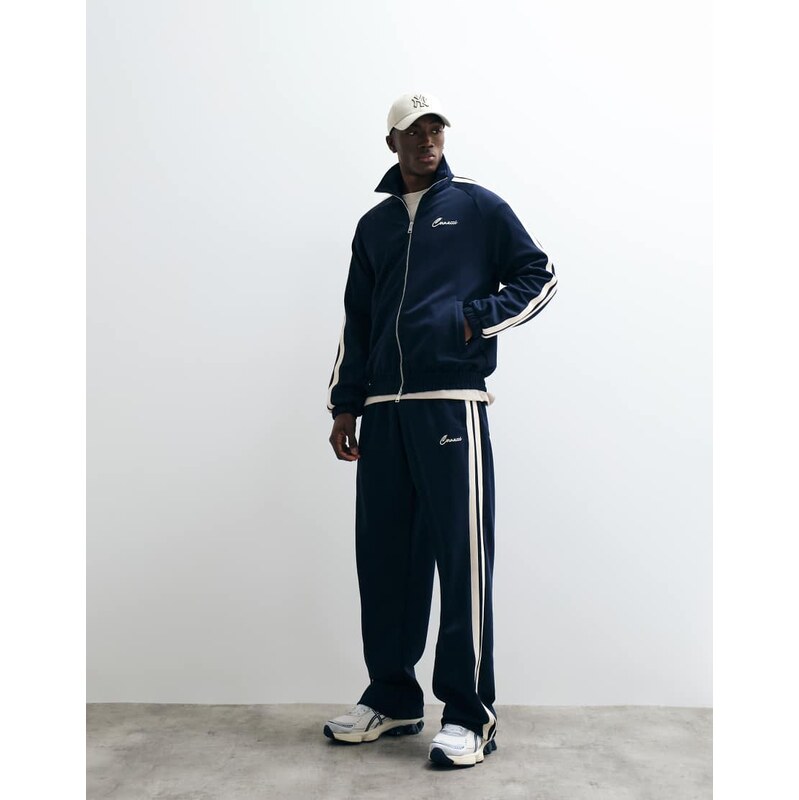 Cernucci relaxed fit track pant with side taping co-ord in navy
