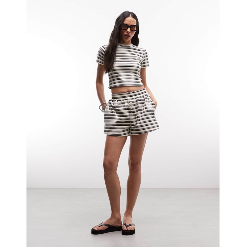 Cernucci soft touch boxer shorts co-ord in blue and cream double