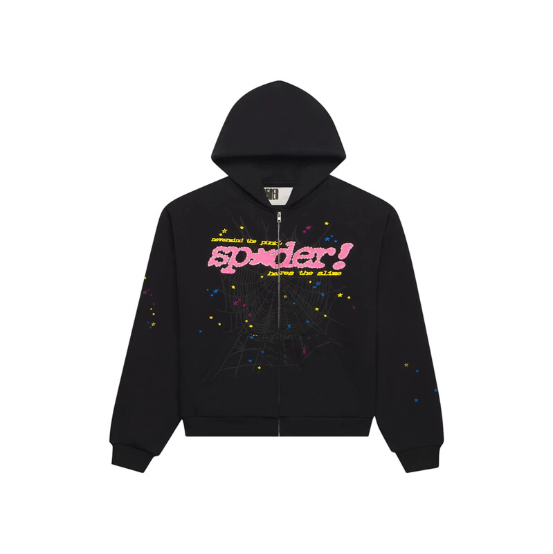 Sp5der Punk V2 Zip Up Hoodie Black 115680345