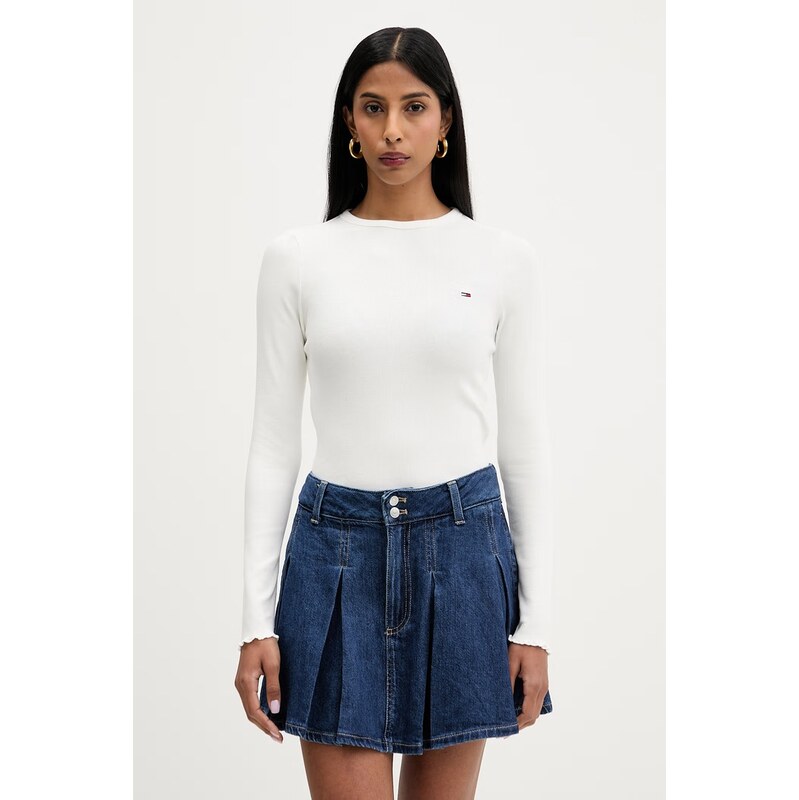 Tommy Jeans tričko s dlouhým rukávem dámské bavlněné s elastanem 115681119