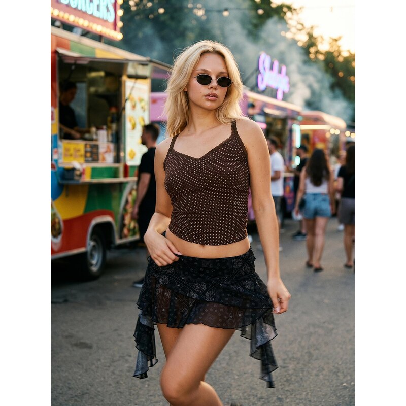 Sinsay - Mini skort s asymetrickými volány a paisley vzorem - 115681706