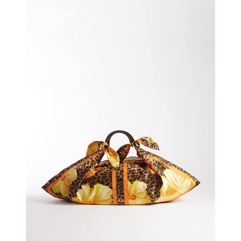South Beach scarf printed satin bag in animal print-Multi 115681781