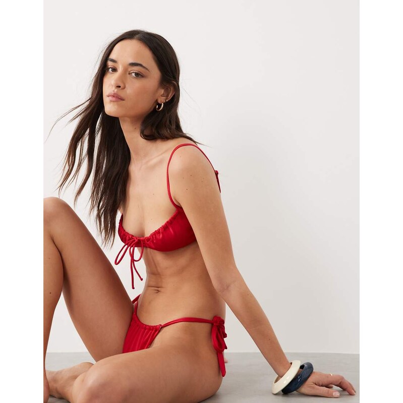 Free Society tieside bikini bottom in deep red