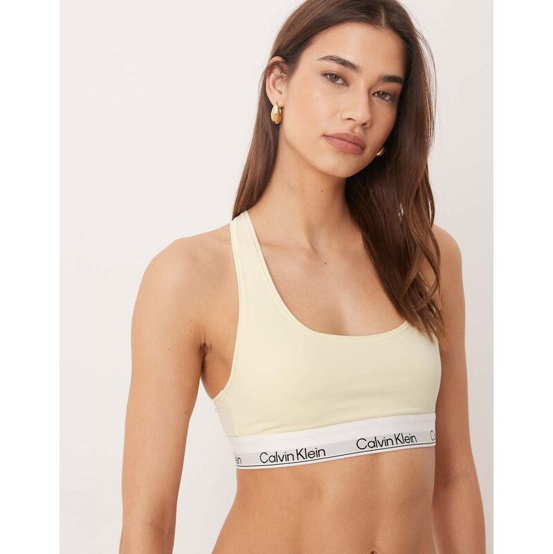 Calvin Klein Icon Cotton Modal unlined bralette in light yellow 115681837