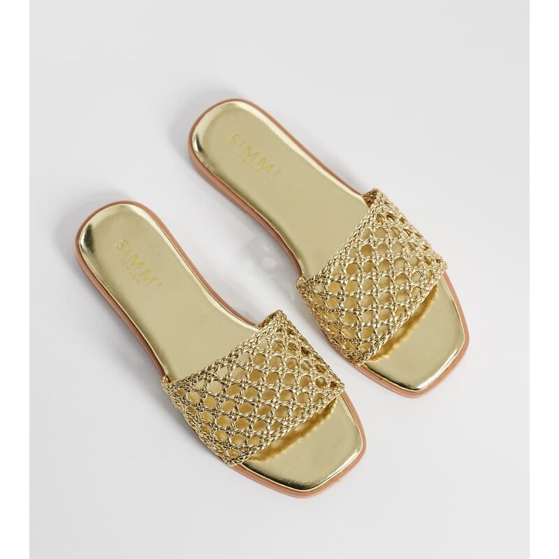 Simmi Wide Fit Simmi London Wide Fit Luna woven flat sandals in