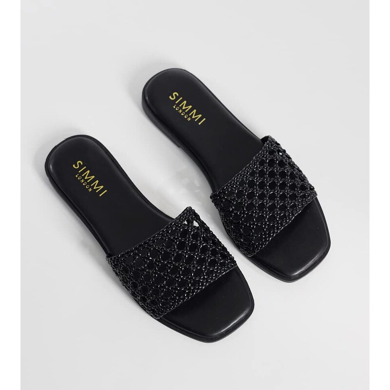 Simmi Wide Fit Simmi London Wide Fit Luna woven flat sandals in