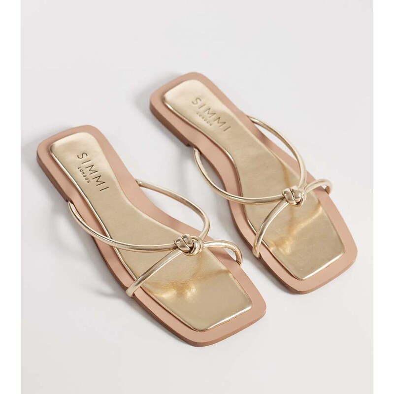 Simmi Wide Fit Simmi London Wide Fit Cola knot flat sandals in