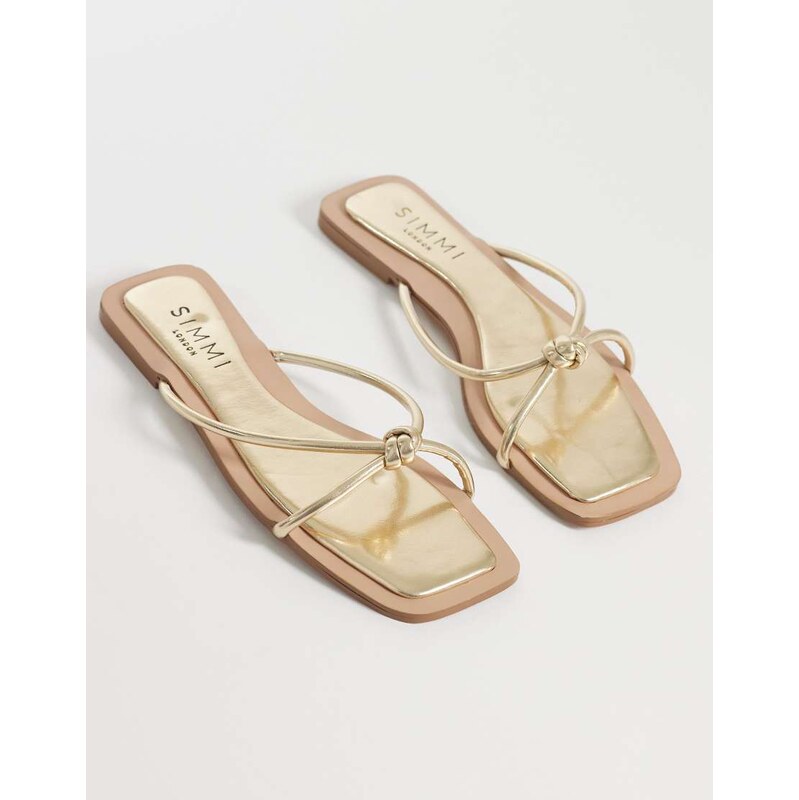 SIMMI Shoes Simmi London Cola knot flat sandals in gold