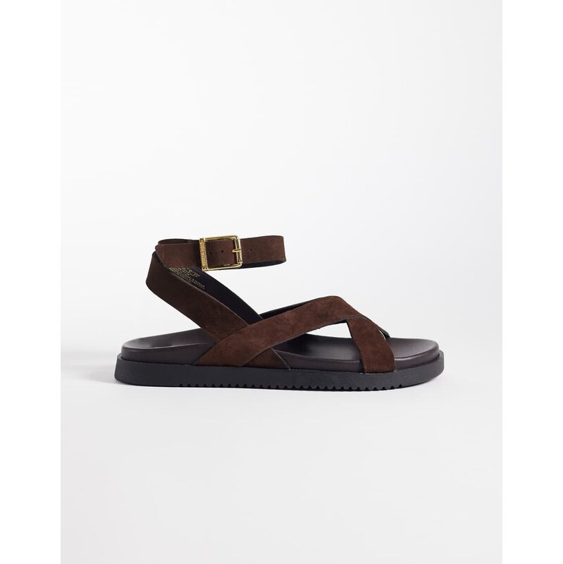 Steve Madden Mybestie-E fla sandal in brown suede