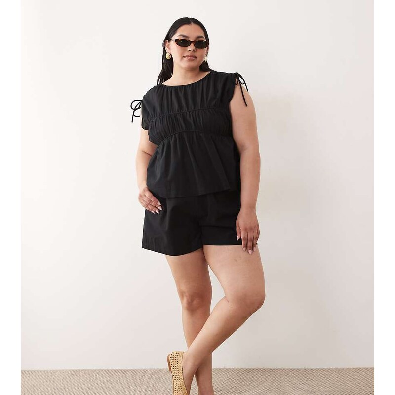 ASOS Curve ASOS DESIGN Curve double layer playsuit with tie detail in 115681886