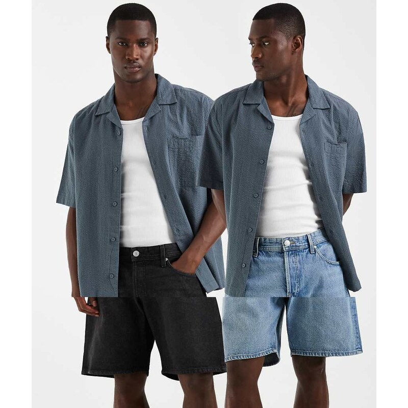 Jack & Jones 2 pack Rick denim shorts in mid blue and black