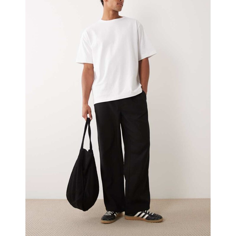 New Look co-ord wide leg linen look trousers in black