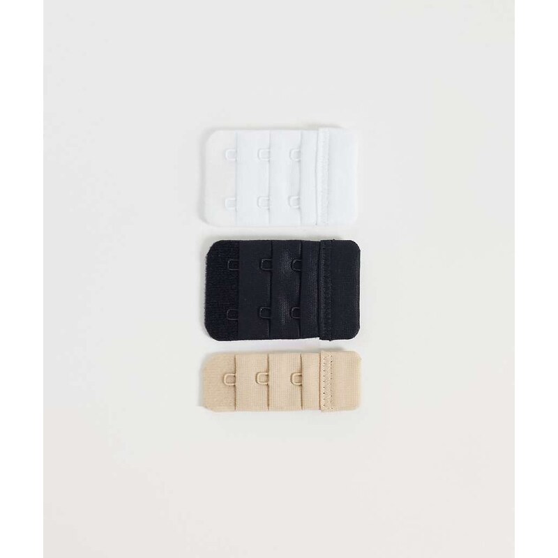 ASOS DESIGN 3 pack hook bra extenders in white, beige & black-Multi 115681900