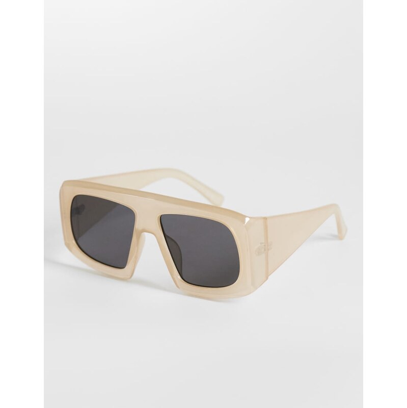 Topshop Cairo chunky square sunglasses in off white-Neutral 115681933