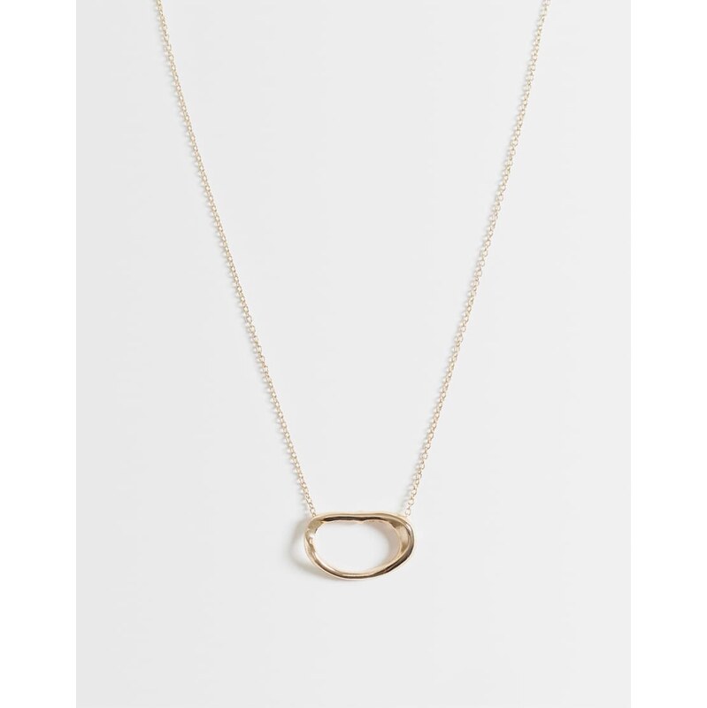 ASOS DESIGN necklace with clean abstract pendant in gold tone 115682013