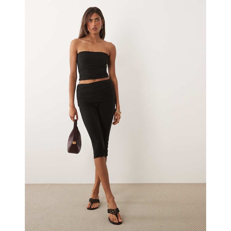 Missyempire double sculpted slinky fold over detail capri