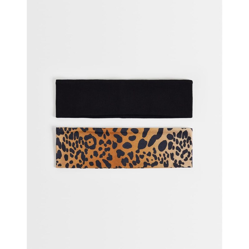 Reclaimed Vintage leopard print 2 pack headband-Multi