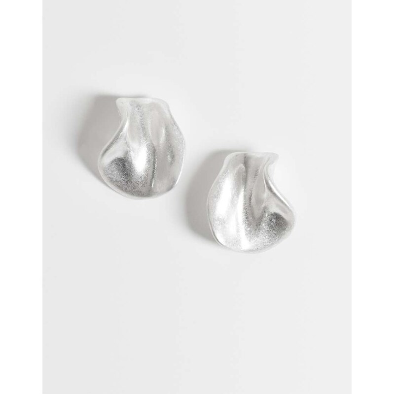 ASOS DESIGN studs with moulded design in worn silver