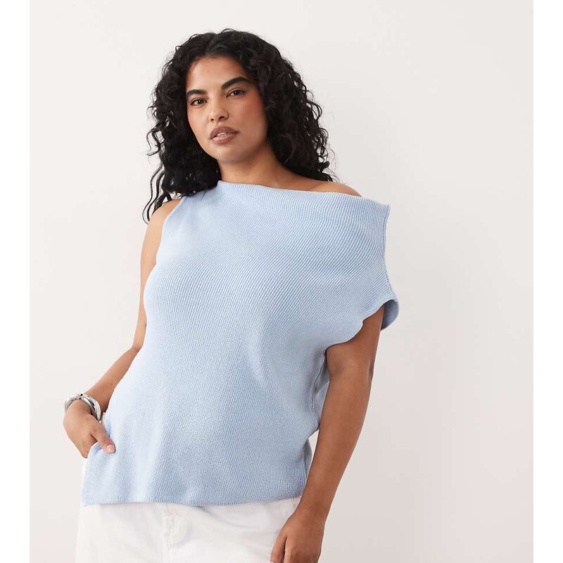 ASOS Curve ASOS DESIGN Curve sleeveless asymmetric top in blue 115682046
