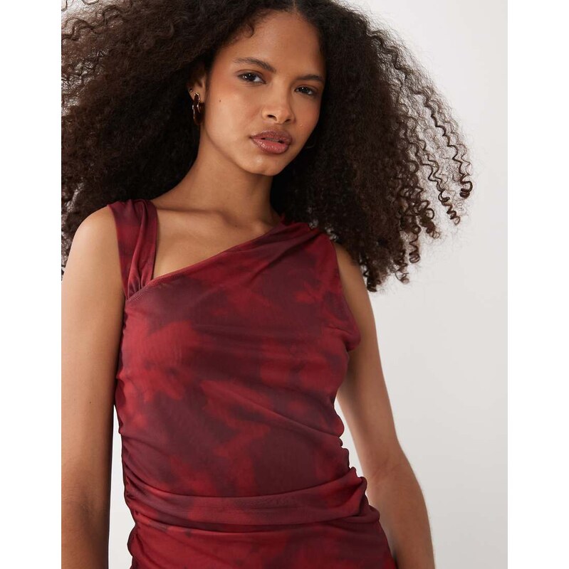 Mango mesh sleeveless top in red floral 115682066