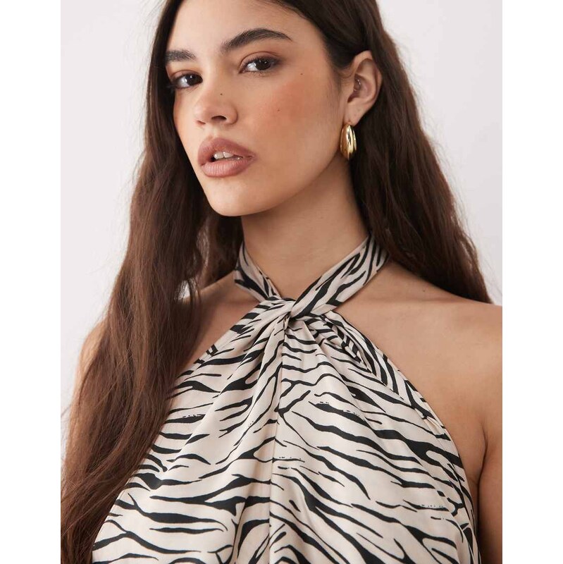 River Island animal print halterneck top co-ord in brown 115682075