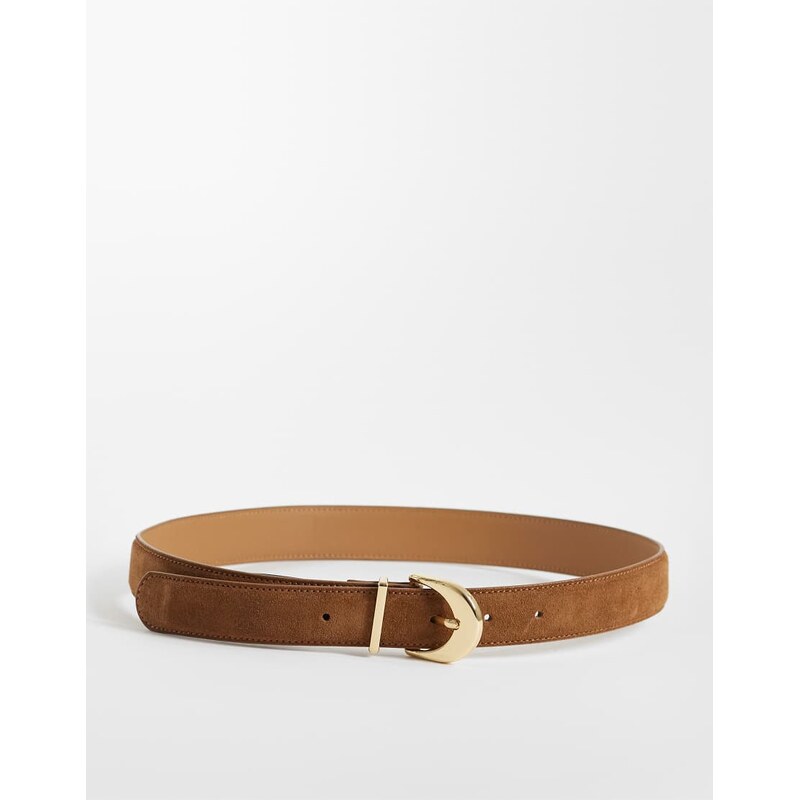 Mango 100% suede leather belt in brown 115682086