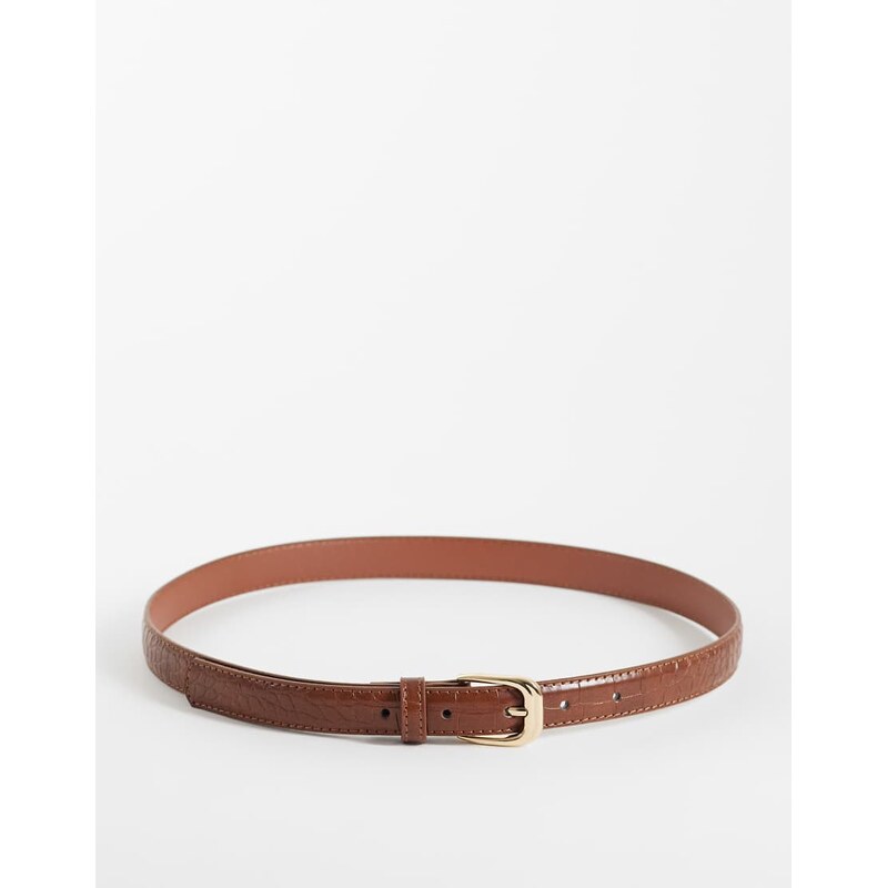 Mango faux croc belt in brown 115682087