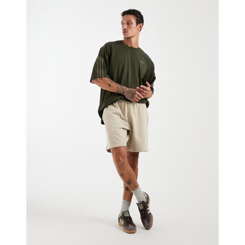 adidas Originals Trefoil essentials fleece shorts in khaki