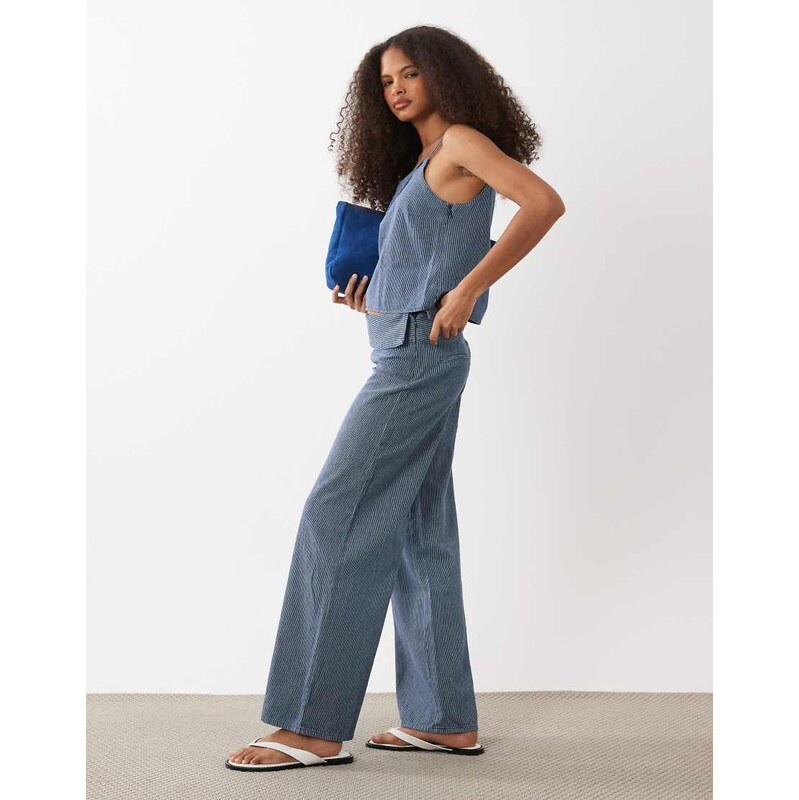 Mango Teen fold over jean co-ord in blue stripe 115682113