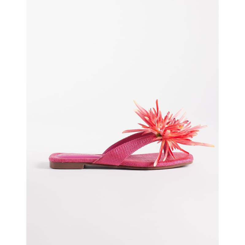 South Beach flip flops with flower detail in pink 115743894