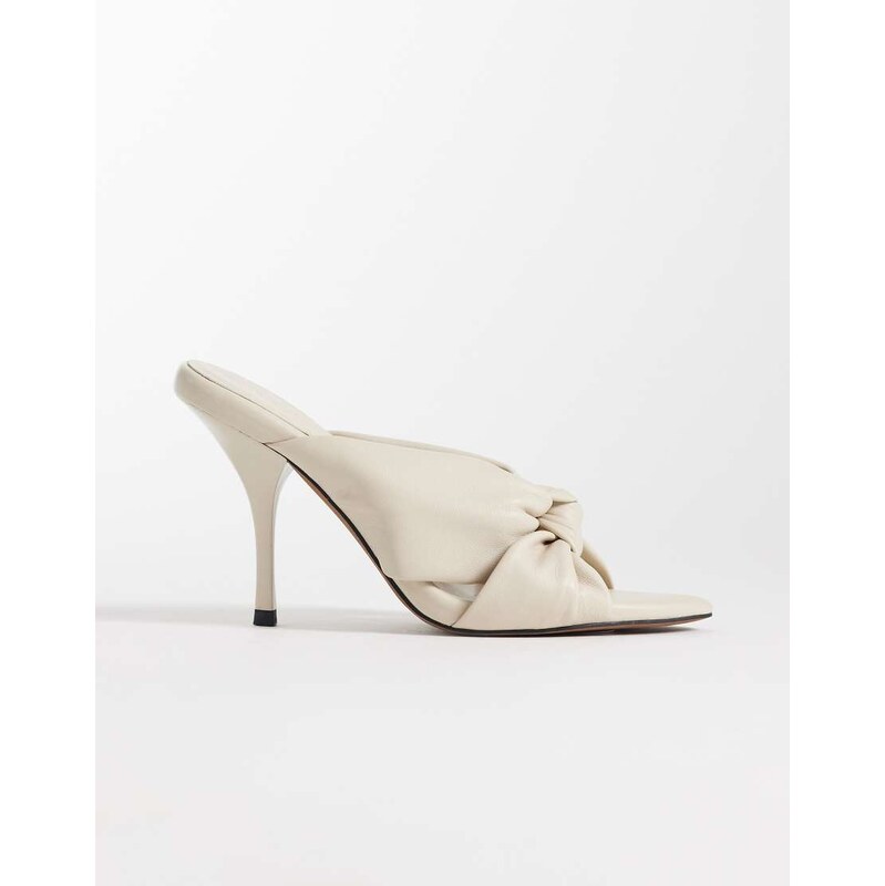 ASOS DESIGN Notice knotted high heeled mules in off white 115733520
