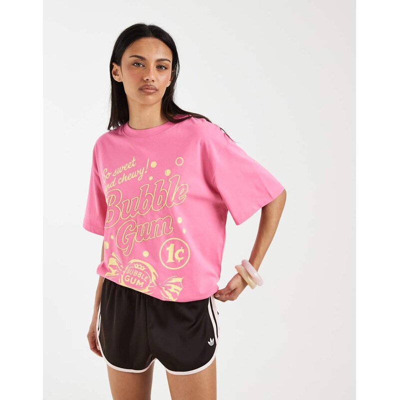 ASOS DESIGN oversized t-shirt with bubble gum embroiderey in