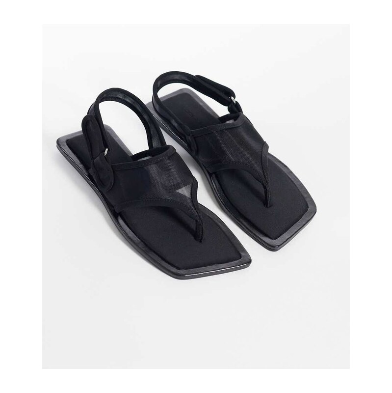 ASOS DESIGN Francine mesh sling back sandals in black 115733536