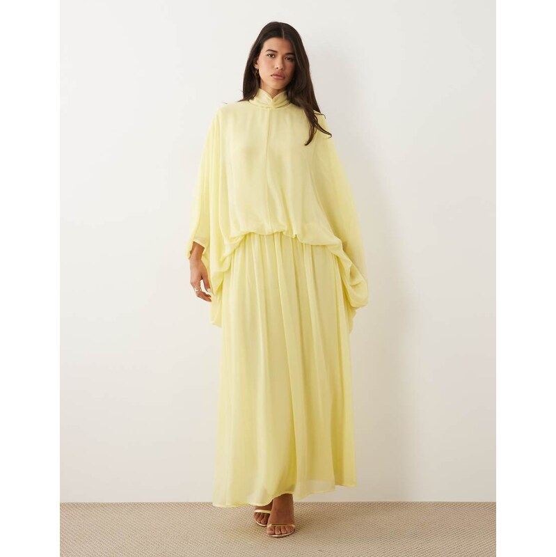 Daska chiffon high neck blousson maxi dress in lemon-Yellow 115733648