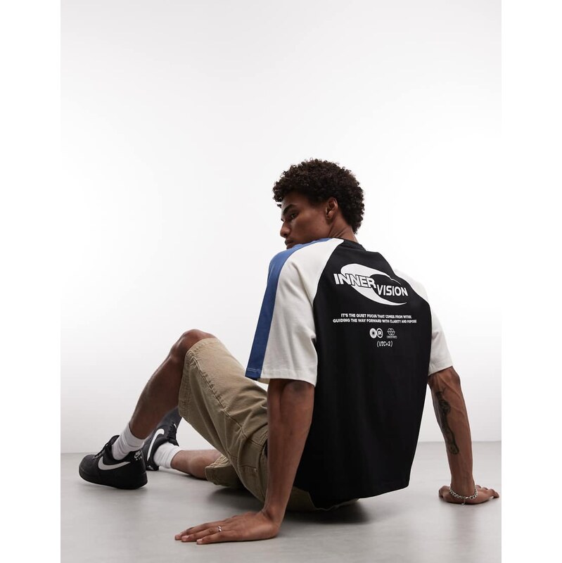 ASOS DESIGN boxy oversized cut and sew t-shirt with sports