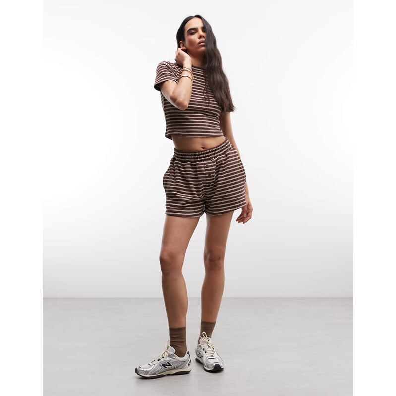Cernucci soft touch boxer shorts co-ord in chocolate brown