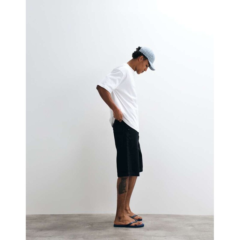 ASOS DESIGN loose denim jorts in black