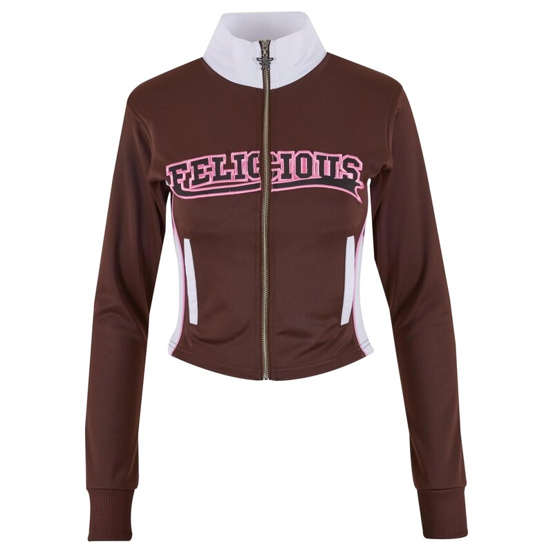 Felicious Sportovní bunda čokoládová / starorůžová / bílá 115686145